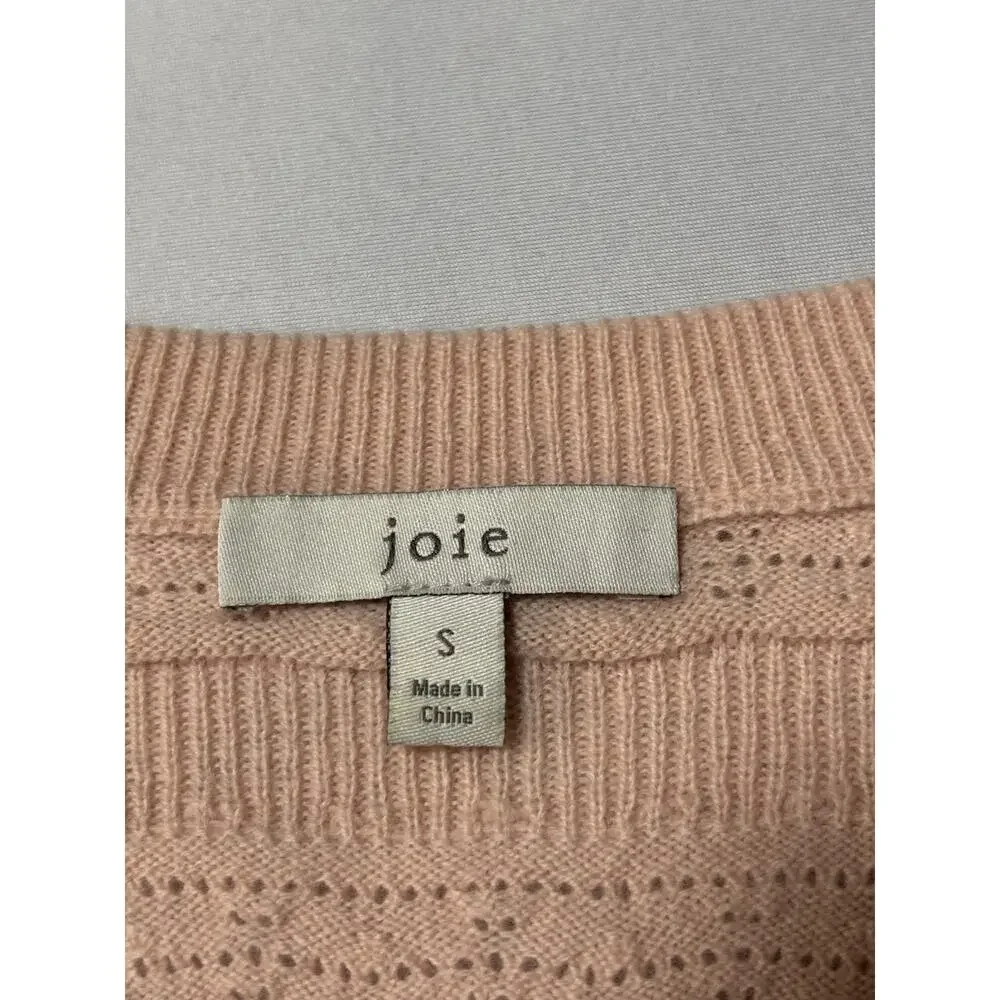Joie Women's S Soft Pink Short Sleeve 100% Wool Sweater BOHO Pastel Spring Fairy